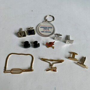 Vintage Men's Cufflinks Pin Tie Tacks Keychain Lot